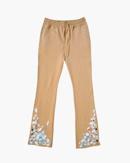 EPTM PAINT SNAP FLARED PANTS - KHAKI