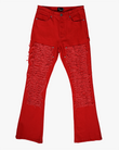 EPTM DISTRESSED CARPENTER FLARE PANTS-RED