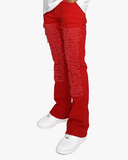 EPTM DISTRESSED CARPENTER FLARE PANTS-RED