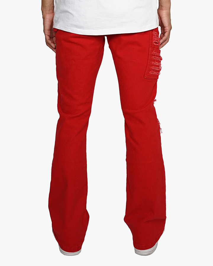 EPTM DISTRESSED CARPENTER FLARE PANTS-RED