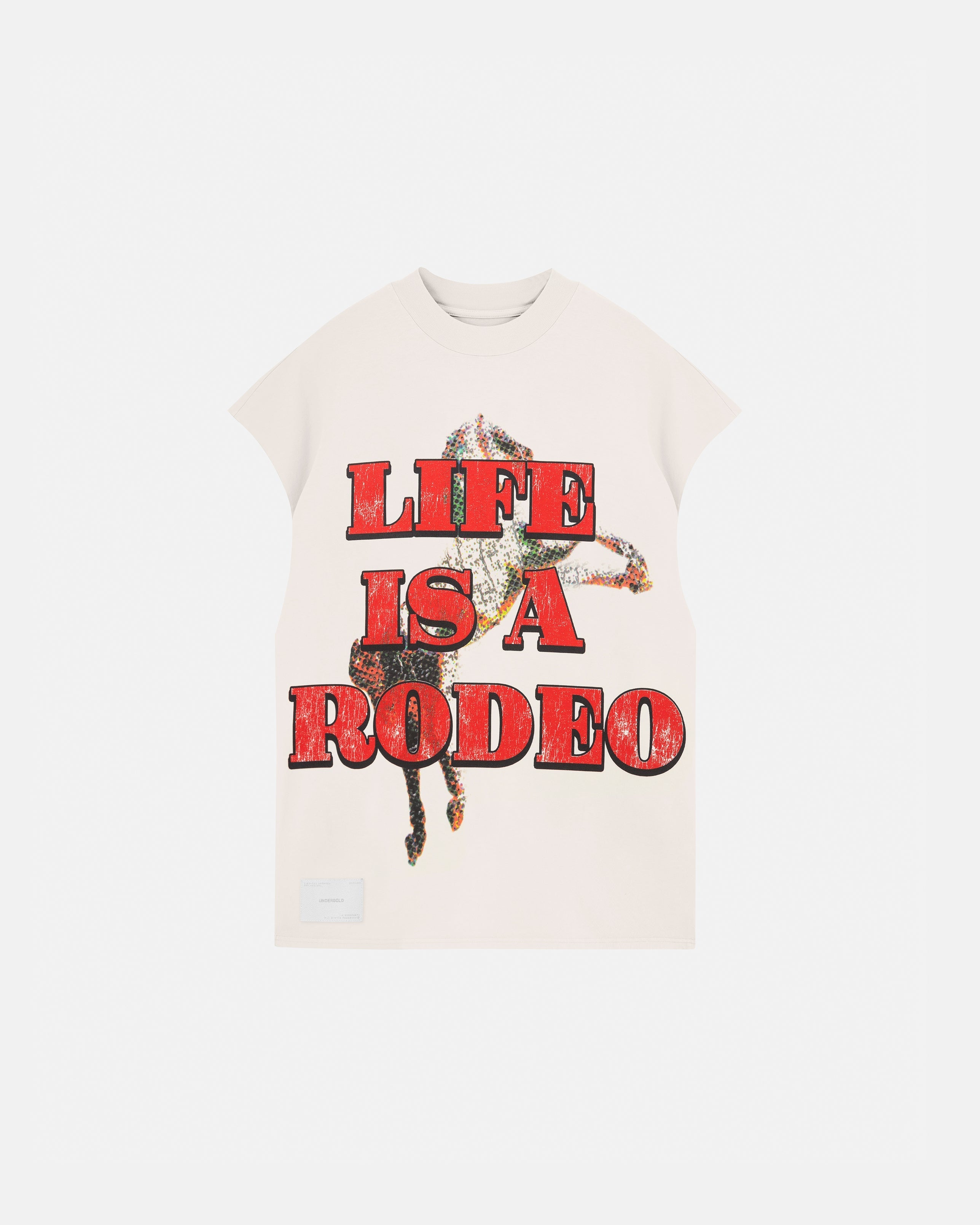 Rodeo "Life is a Rodeo" Sleeveless Tshirt White