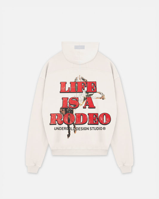 Rodeo "Life is a Rodeo" Zip Up Hoodie White