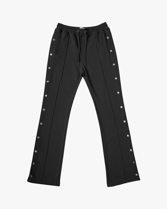 EPTM FRENCH TERRY SNAP FLARED PANTS - BLACK