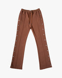 EPTM FRENCH TERRY SNAP FLARED PANTS - BROWN