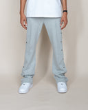 EPTM FRENCH TERRY SNAP FLARED PANTS - HEATHER GREY