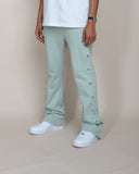 EPTM FRENCH TERRY SNAP FLARED PANTS - SAGE