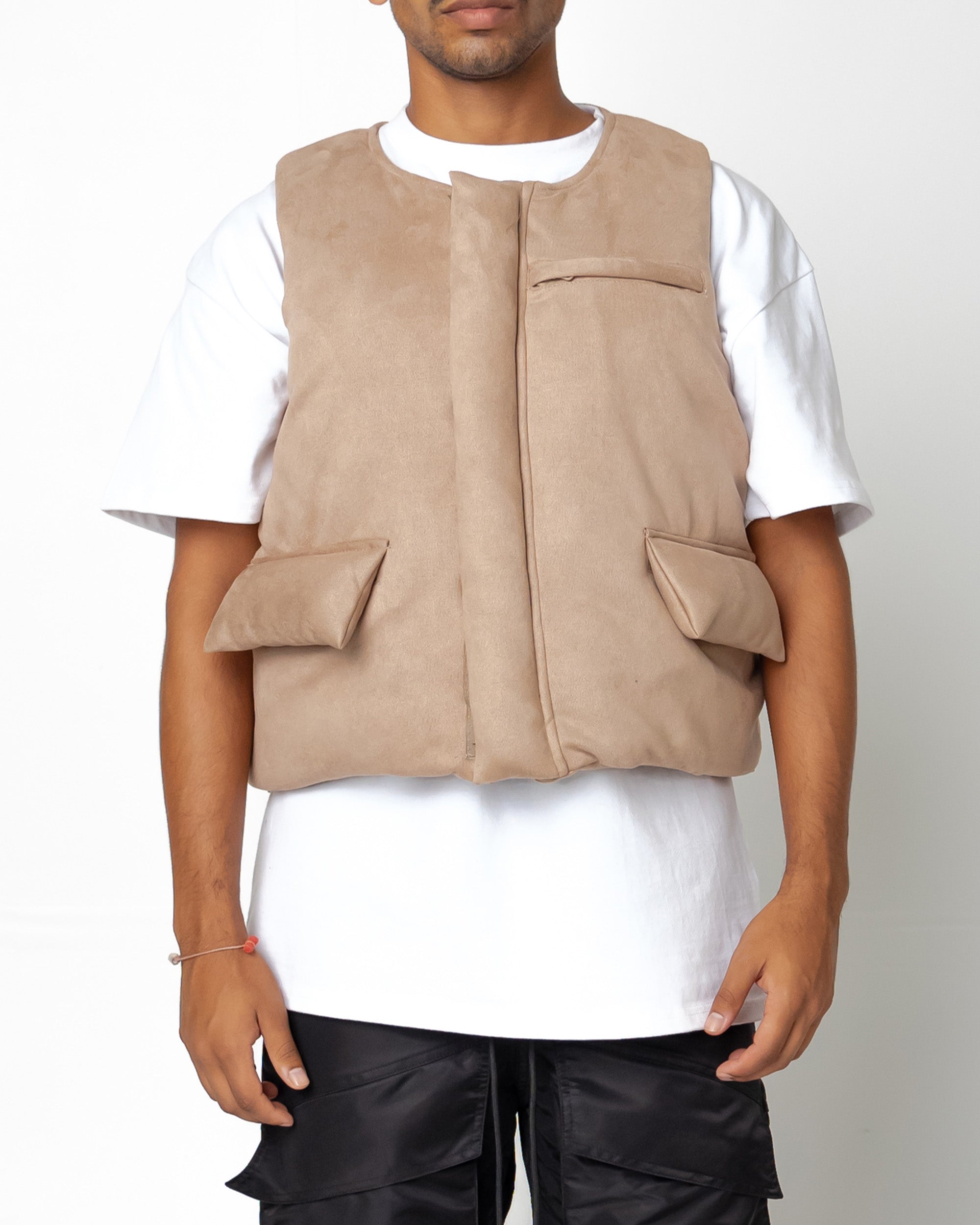 EPTM SUEDE BUBBLE VEST-TAN