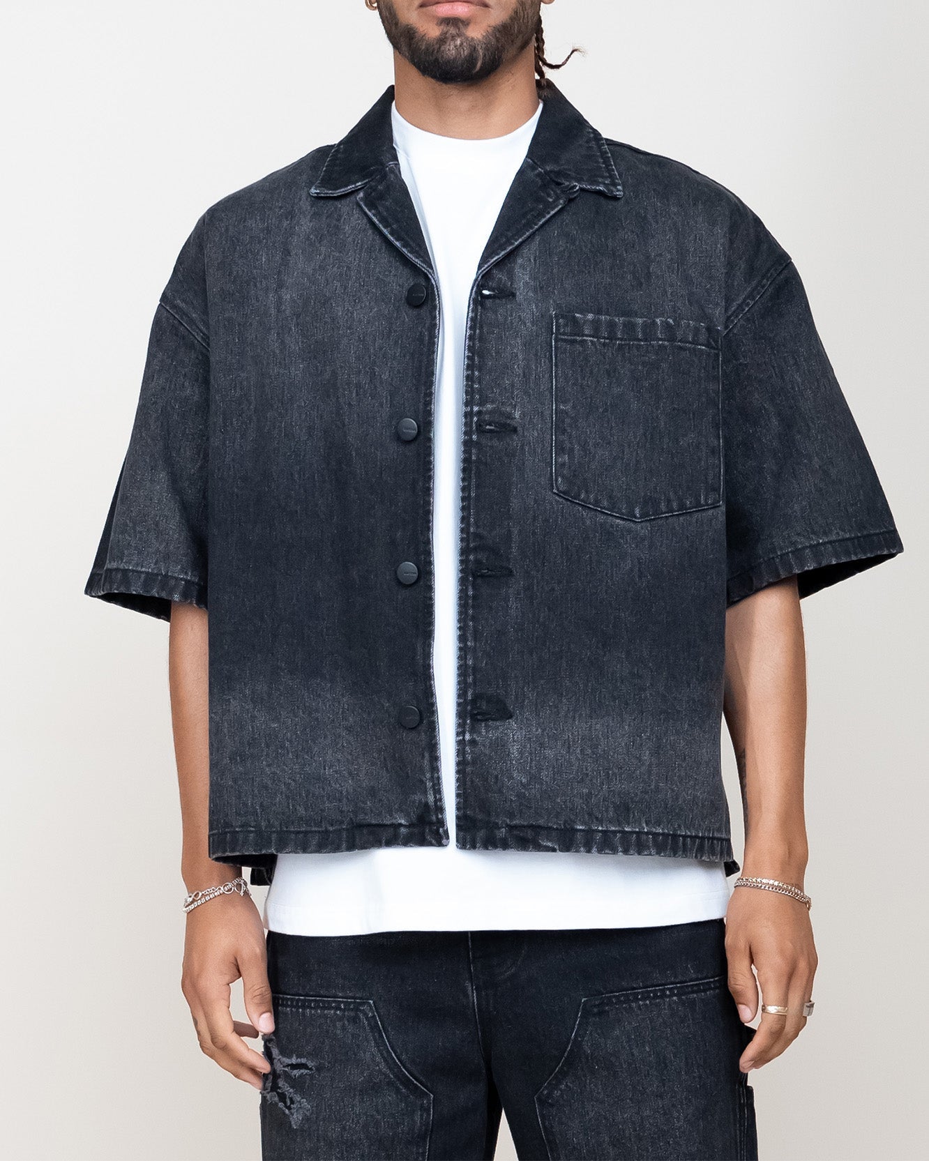 EPTM BOXY DENIM SHIRT - BLACK